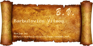 Barbulovics Vilmos névjegykártya